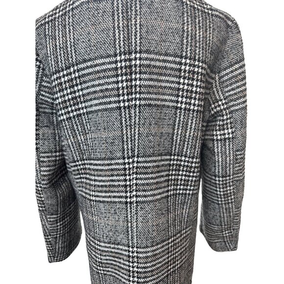 ZARA Small Black & White Houndstooth Plaid Coat - Picture 8 of 13